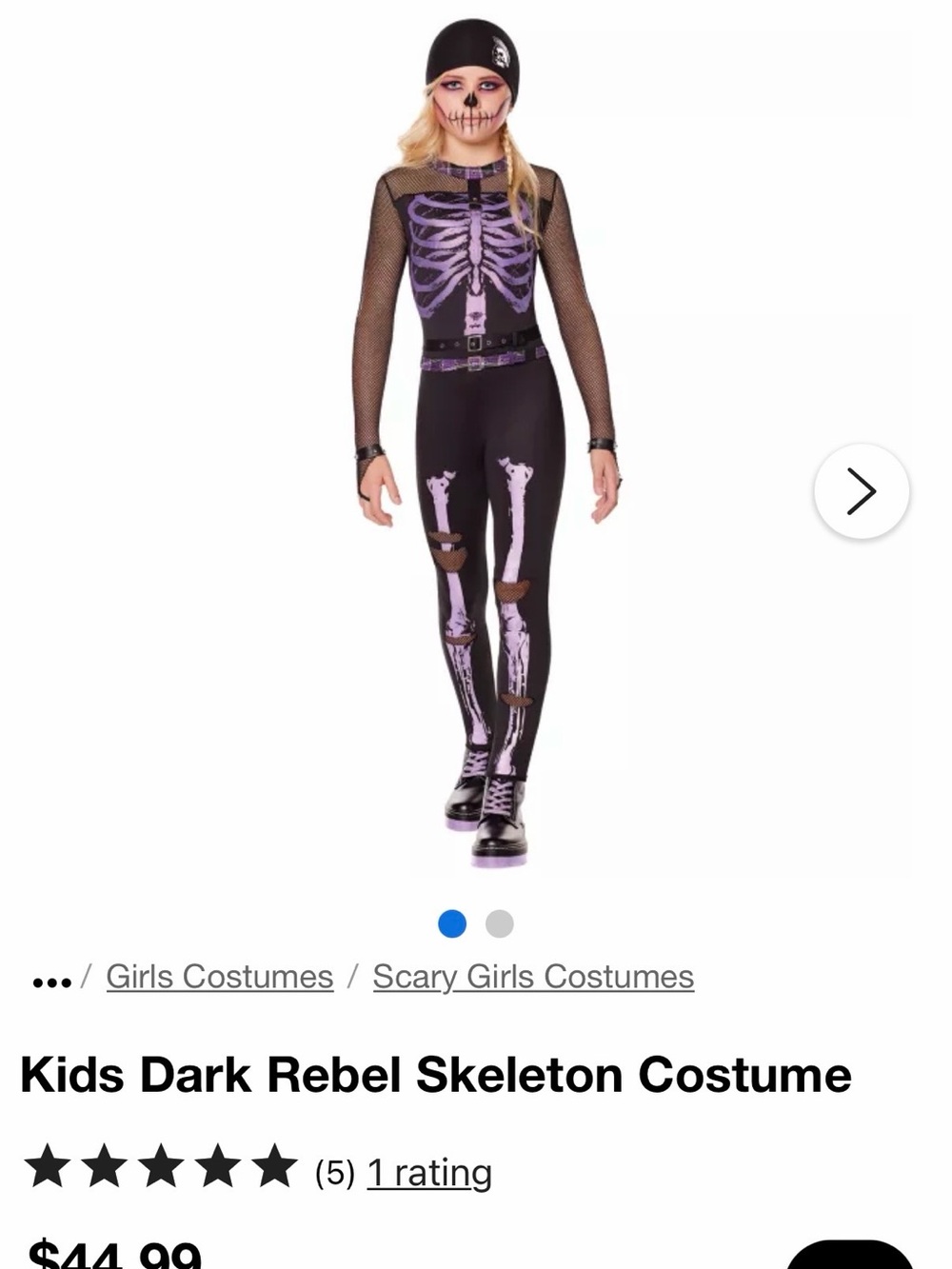 Spirit Purple and Black Skeleton Jumpsuit with Skull Beanie